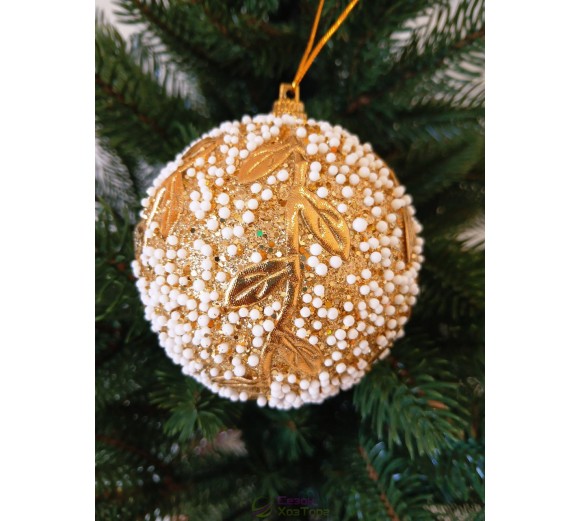 Новогодние шары золотые с орнаментом Ø80мм, цена за набор 3 шт (SH269)